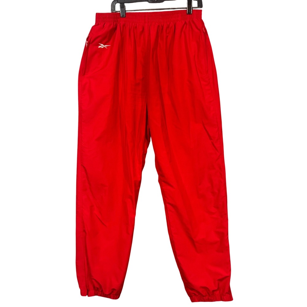 Vintage Reebok Red Windbreaker Track Pants Mens XL Mesh Lined Joggers 90s Vtg
